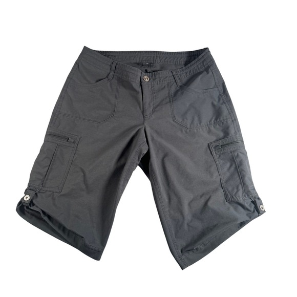 Kuhl Pants - Kuhl Womens Cargo Shorts SZ 10 Charcoal Grey Ripstop Hiking Outdoor Roll Up Tab